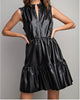 The Riley Dress: Pleather Tiered Mini Dress - MomQueenBoutique