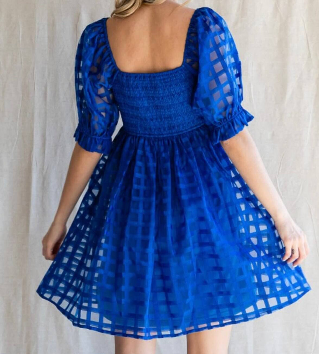 The Rosie Dress: Puff Short Sleeve Textured Mini Dress - MomQueenBoutique