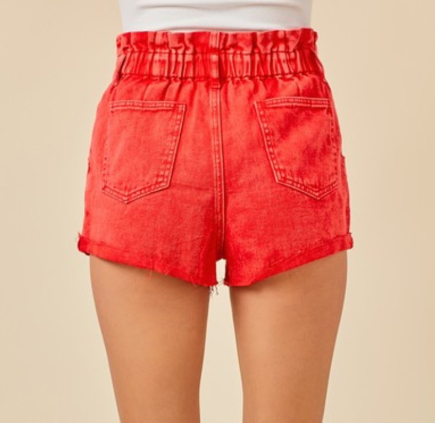 The Roxi Shorts: Paper Bag Soft Denim Shorts - MomQueenBoutique