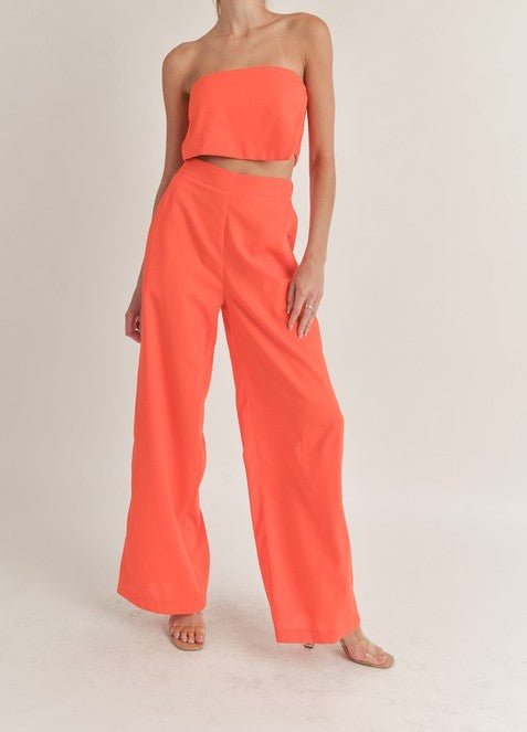 The Sally Set: Strapless Wide Leg Pant Set - MomQueenBoutique