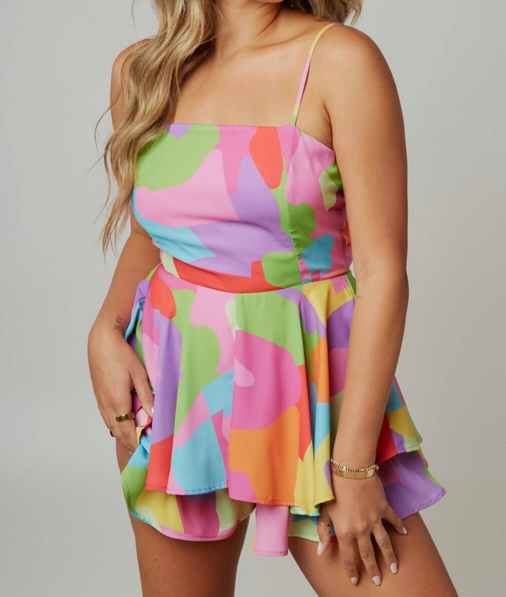 The Sophia Romper: Tie Back Colorful Romper - MomQueenBoutique