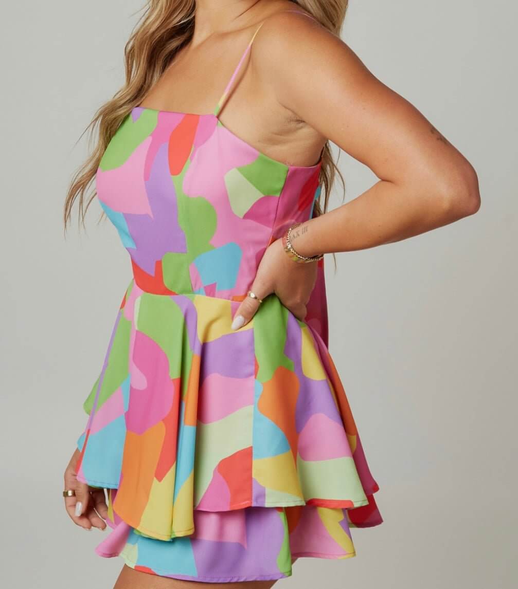 The Sophia Romper: Tie Back Colorful Romper - MomQueenBoutique