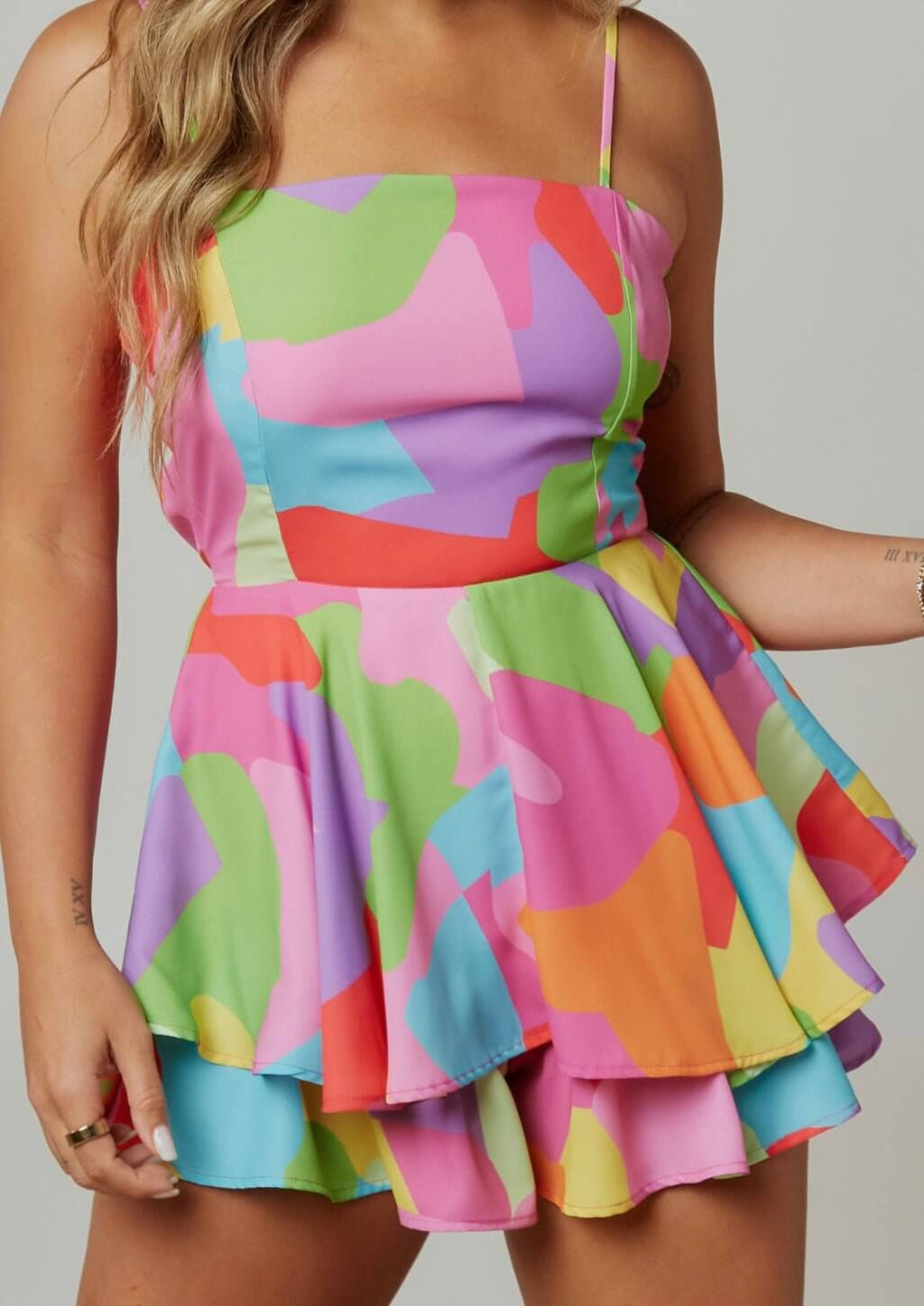 The Sophia Romper: Tie Back Colorful Romper - MomQueenBoutique