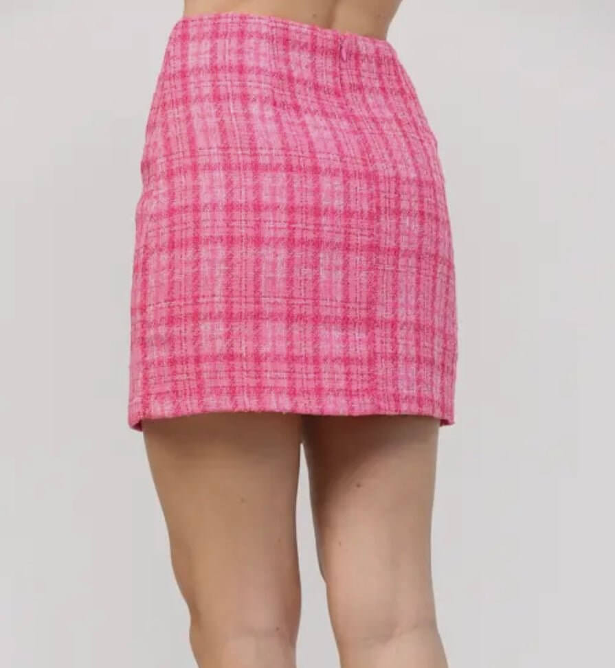 The Sophie Skirt: Pink Tweed Mini Skirt - MomQueenBoutique
