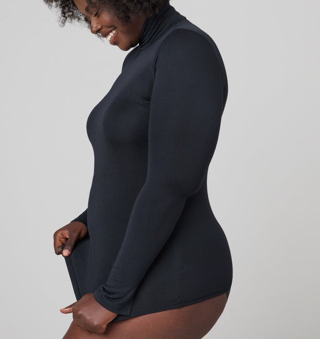 Spanx® BETTER BASE LONG SLEEVE CREW IN VERY BLACK