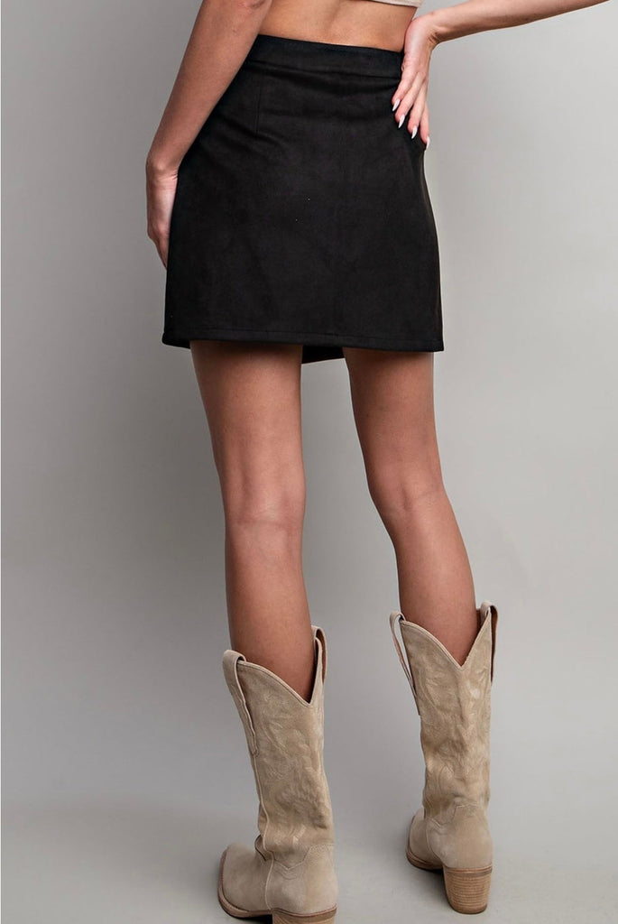 The Stephanie Skirt: Color Block Suede Skirt - MomQueenBoutique