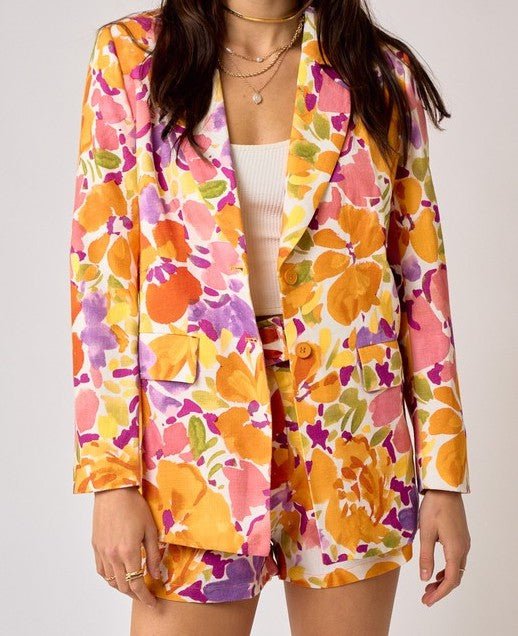 The Summer Suit Set: Linen Like Floral Suit Set With Belt - MomQueenBoutique