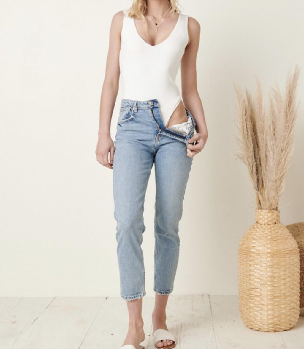 The Suzy Bodysuit: Deep V-Neck Bodysuit - MomQueenBoutique