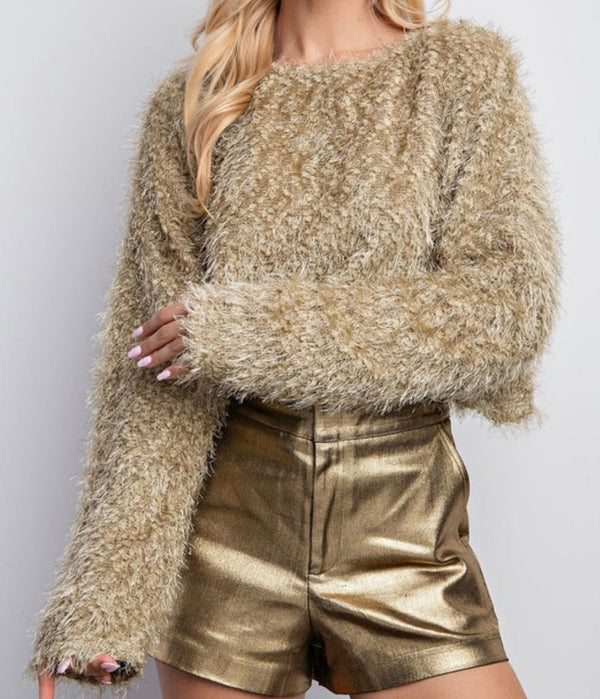 The Tabitha Top: Faux Fur Long Sleeve Sweater - MomQueenBoutique
