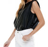 The Tammy Top: Pleather Sleeveless Power Shoulder Top - MomQueenBoutique