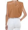 The Tammy Top: Pleather Sleeveless Power Shoulder Top - MomQueenBoutique