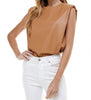 The Tammy Top: Pleather Sleeveless Power Shoulder Top - MomQueenBoutique