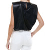 The Tammy Top: Pleather Sleeveless Power Shoulder Top - MomQueenBoutique