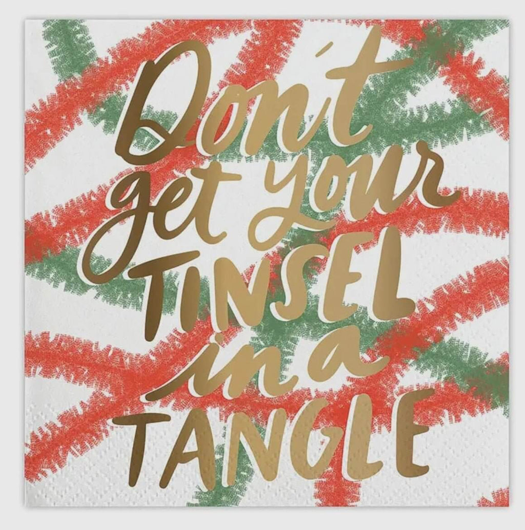 The Tangled Tinsel Napkins: Christmas Holiday Beverage Napkins - MomQueenBoutique