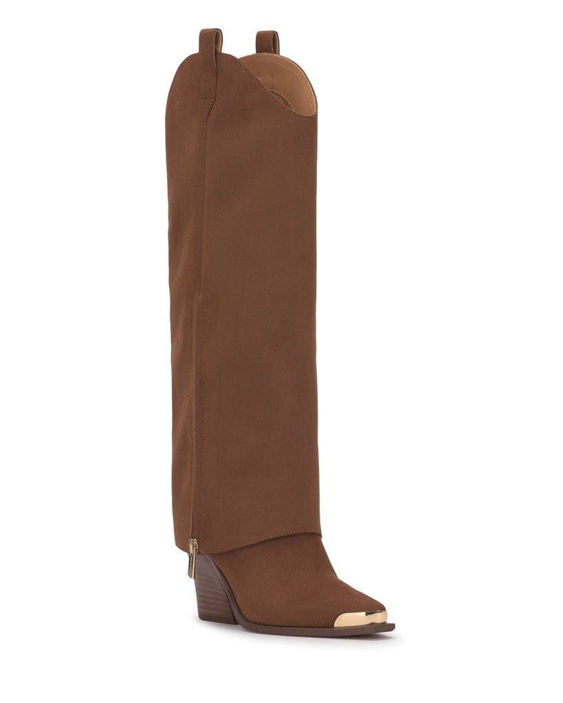 The Thelma Boots: Western Cap Toe Overlap Knee Boots - MomQueenBoutique