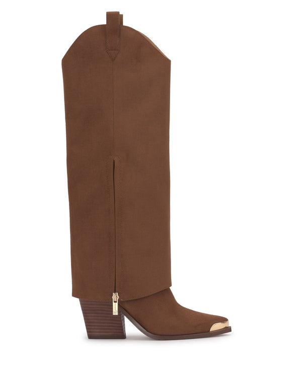 The Thelma Boots: Western Cap Toe Overlap Knee Boots - MomQueenBoutique