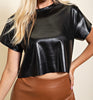 The Tisha Top: Short Sleeve Pleather Top - MomQueenBoutique