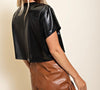 The Tisha Top: Short Sleeve Pleather Top - MomQueenBoutique