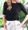 The Tonya Top: Short Button Sleeve Sweater Top - MomQueenBoutique