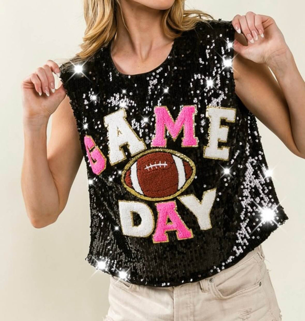 The Touch Down Tanks: Sequins Game Day Tops - MomQueenBoutique