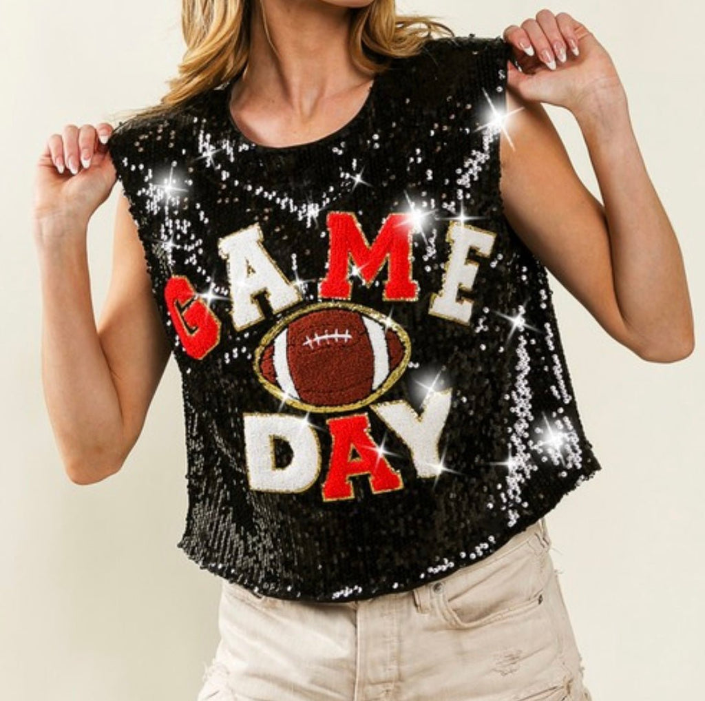 The Touch Down Tanks: Sequins Game Day Tops - MomQueenBoutique