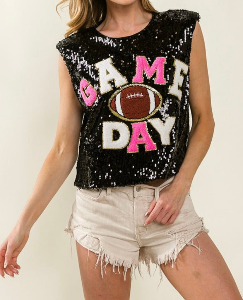 The Touch Down Tanks: Sequins Game Day Tops - MomQueenBoutique