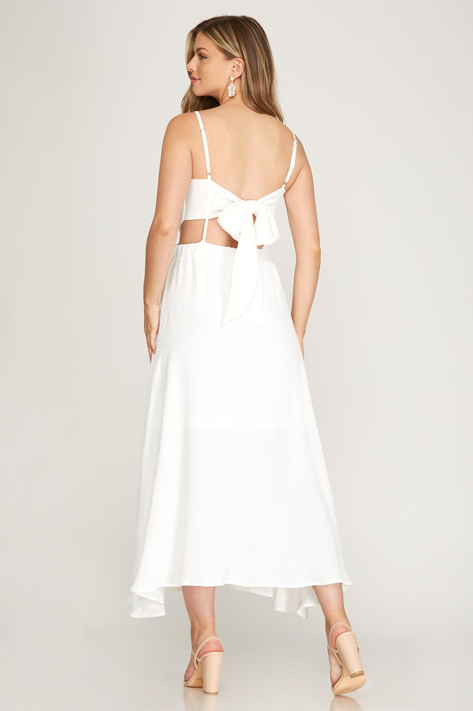 The Tracey Dress: Open Back White Maxi - MomQueenBoutique