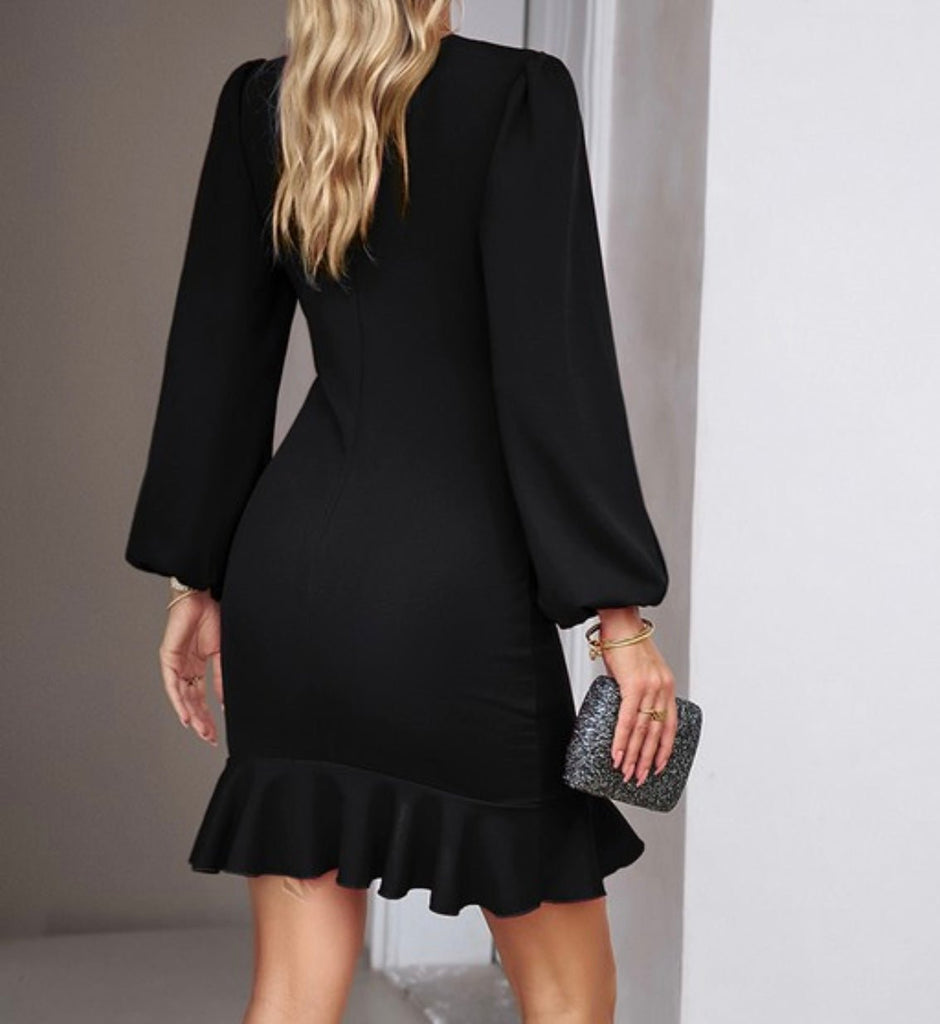 The Tracy Dress: Long Sleeve Wrap Rouched Dress - MomQueenBoutique