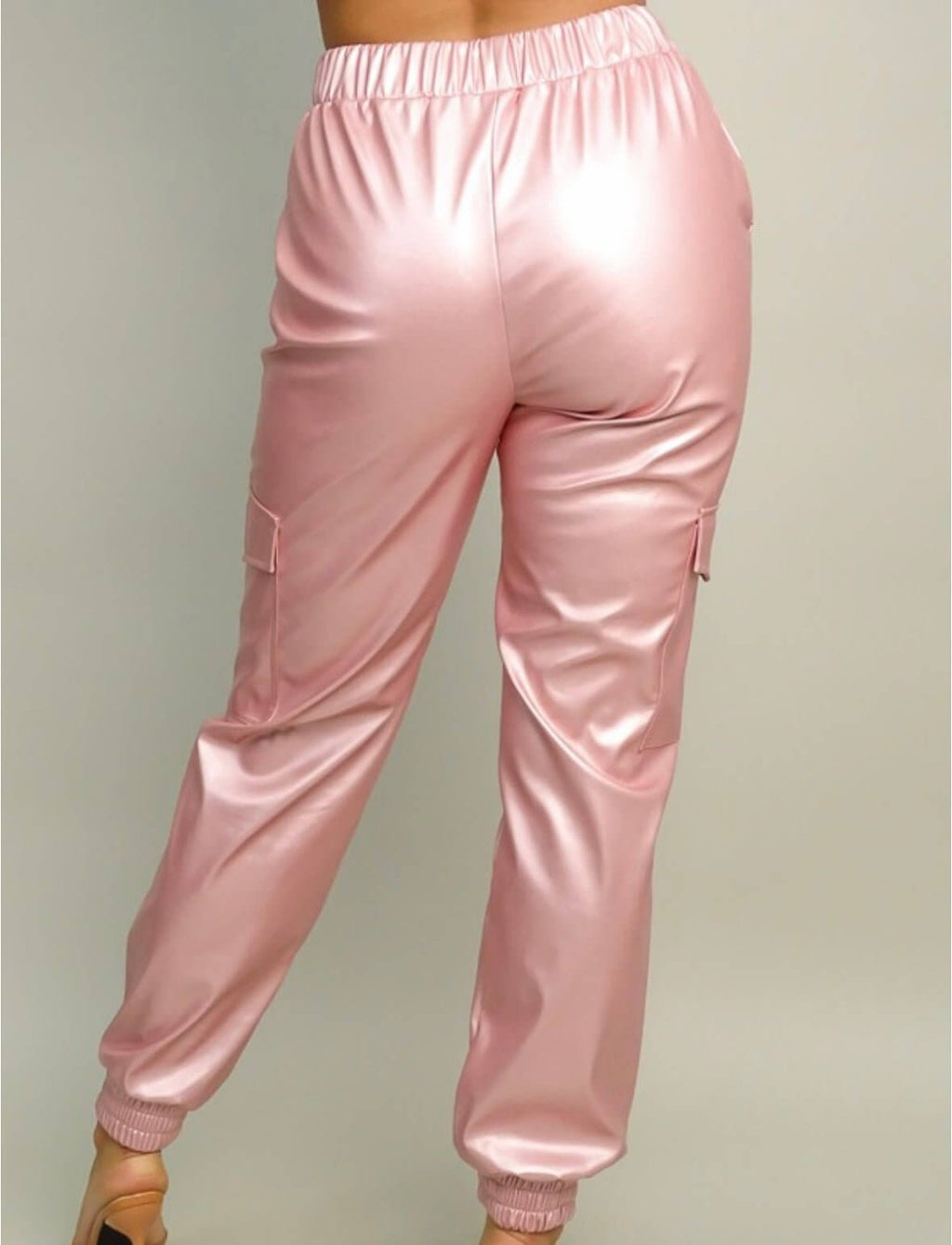 The Tricia Pants: Pink Pleather Jogger Pants - MomQueenBoutique