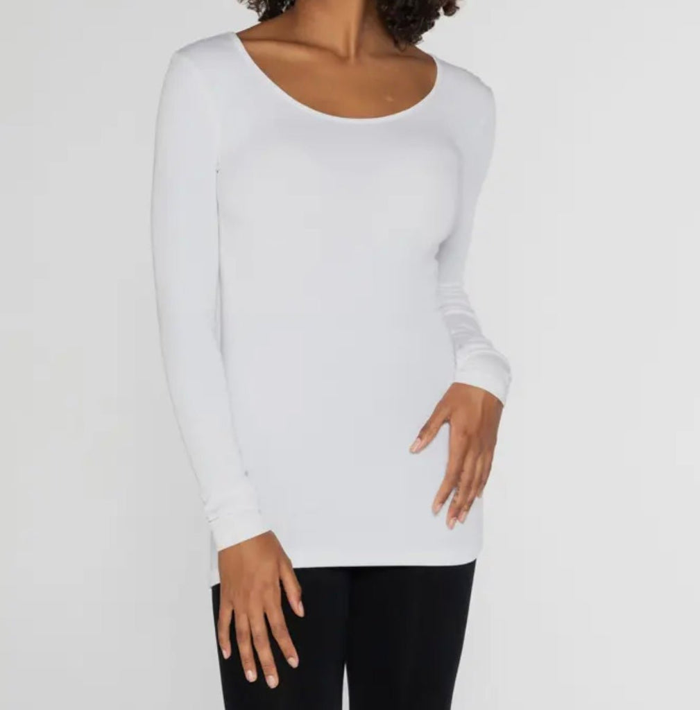 The Trista Tops: Long Sleeve Scoop Neck Bodycon Basic Top - MomQueenBoutique