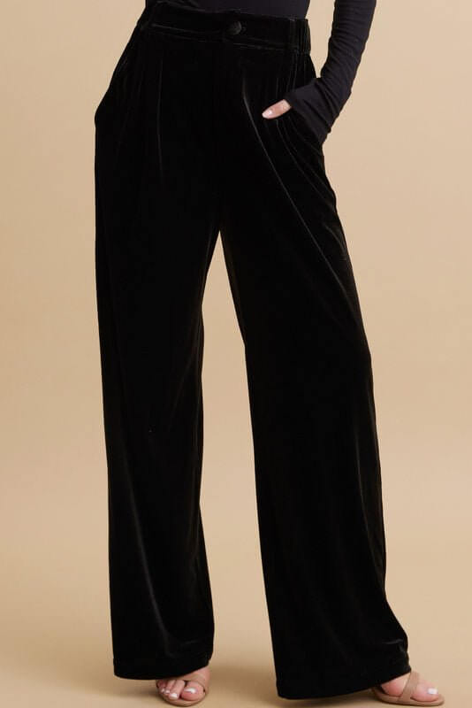 The Vanessa Pants: Wide Leg Velvet Pants - MomQueenBoutique