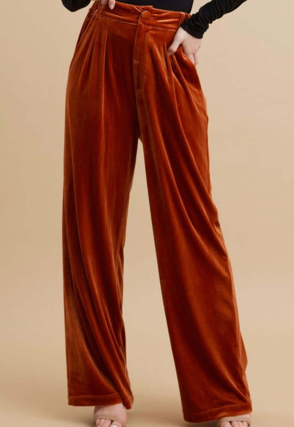 The Vanessa Pants: Wide Leg Velvet Pants - MomQueenBoutique