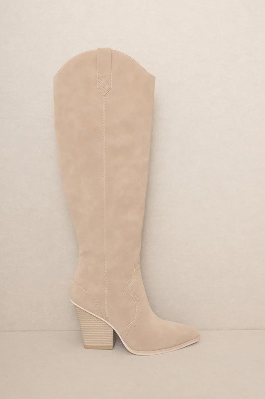 The Venice Boots: Knee High Beige Boot - MomQueenBoutique