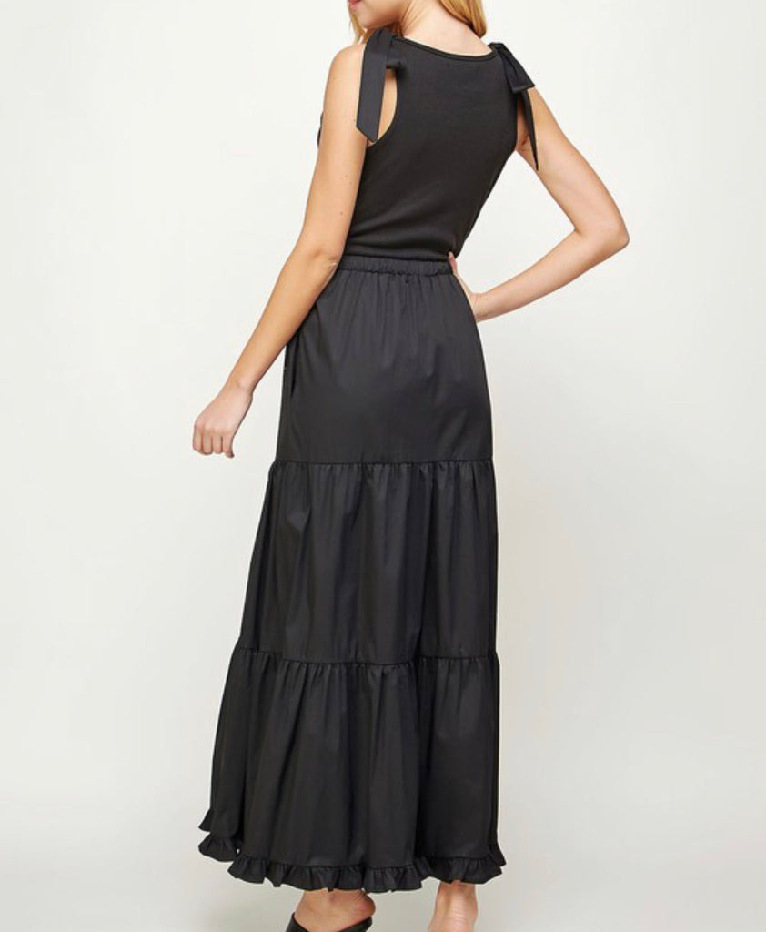 The Vikki Dress: Shoulder Tie Tiered Maxi Dress - MomQueenBoutique