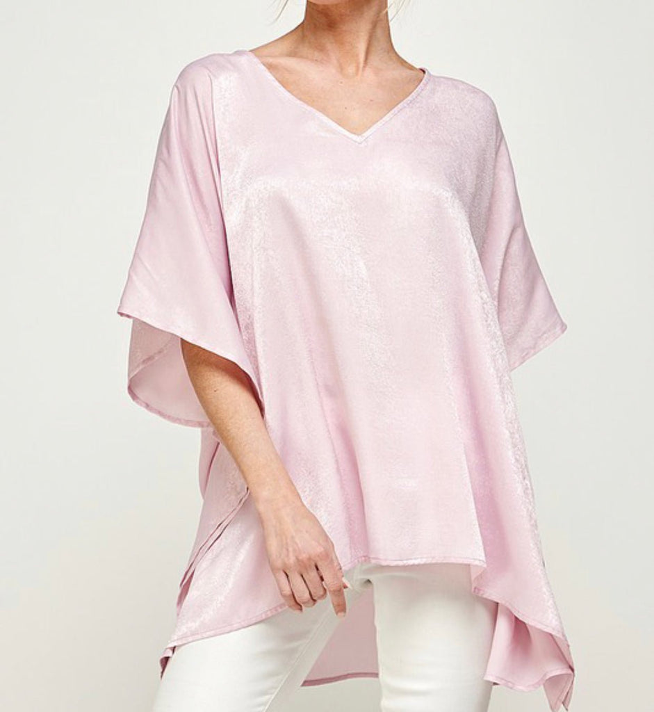 The Vikki Top: Pink Satin Oversized Top - MomQueenBoutique