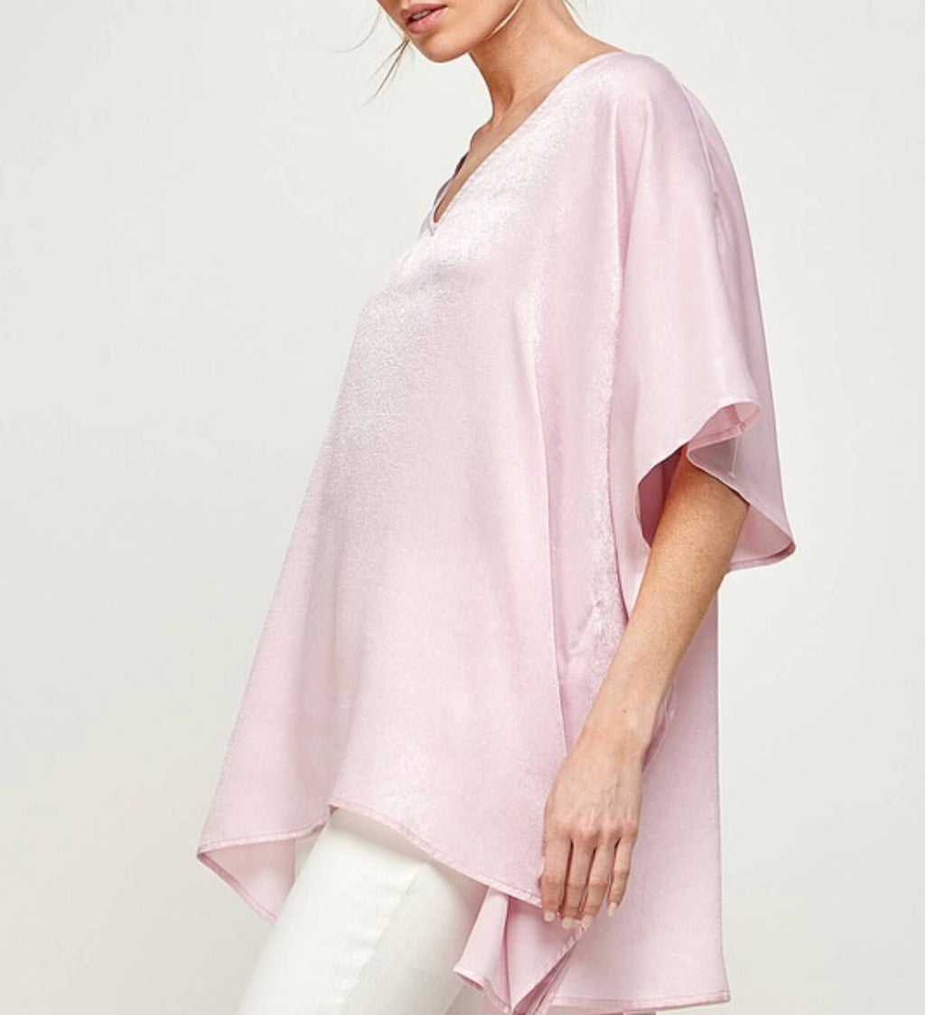 The Vikki Top: Pink Satin Oversized Top - MomQueenBoutique