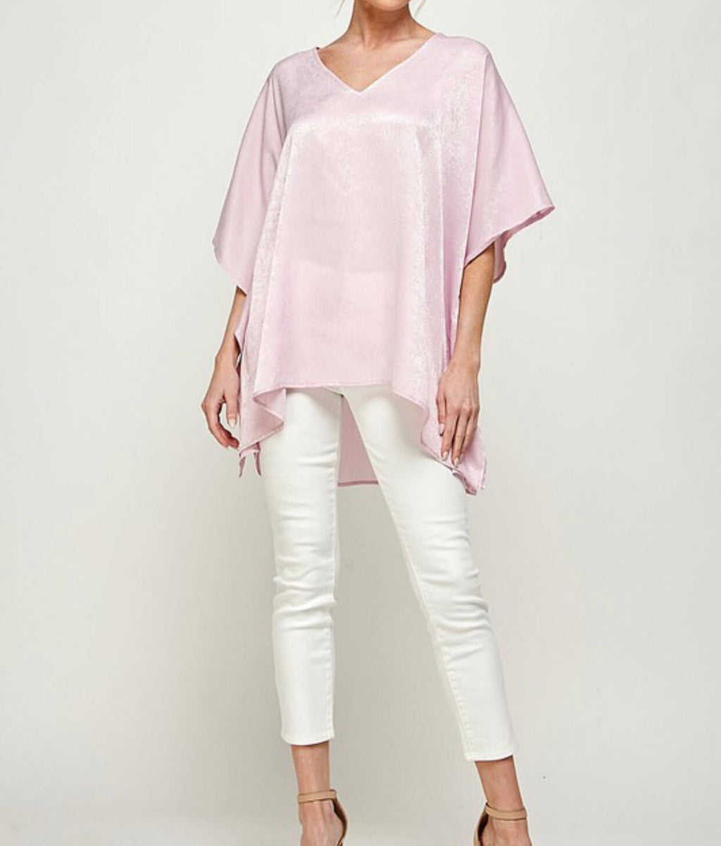 The Vikki Top: Pink Satin Oversized Top - MomQueenBoutique