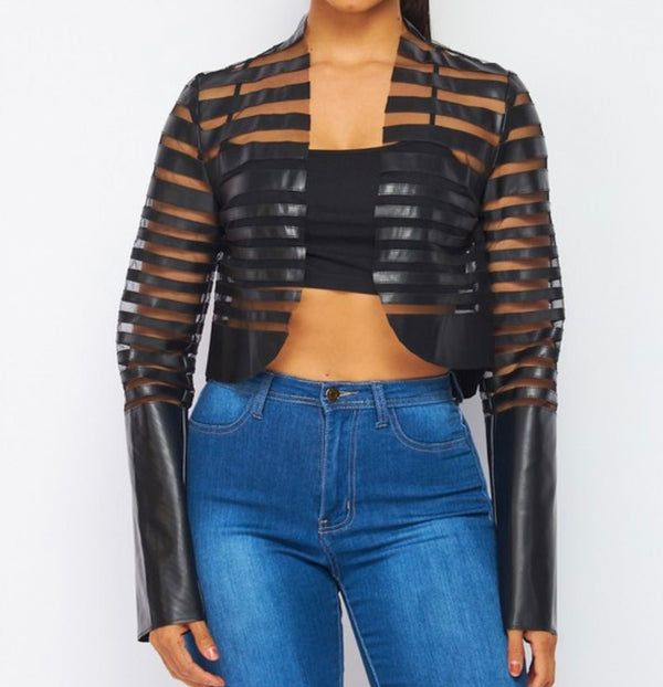 The Vixon Jacket: Black Mesh Moto Leather Jacket - MomQueenBoutique