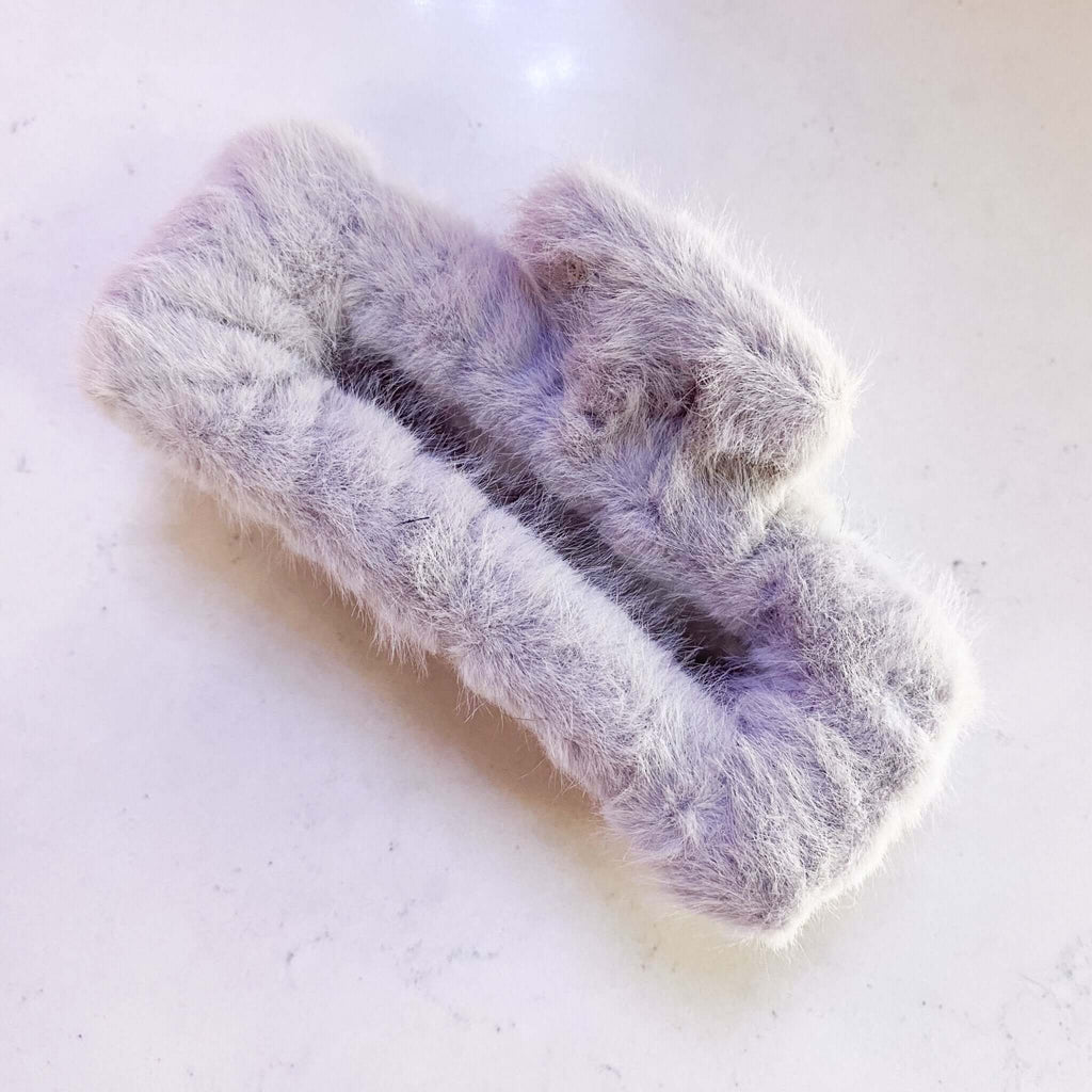 The Winter Claw Clip: Faux Fur Rectangle Hair Claw - MomQueenBoutique