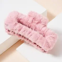 The Winter Claw Clip: Faux Fur Rectangle Hair Claw - MomQueenBoutique