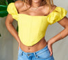 The Yvonne Top: Yellow Off The Shoulder Cop Top - MomQueenBoutique