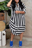 The Zelda Shirt Dress: Black & White Striped Shirt Dress - MomQueenBoutique