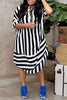 The Zelda Shirt Dress: Black & White Striped Shirt Dress - MomQueenBoutique