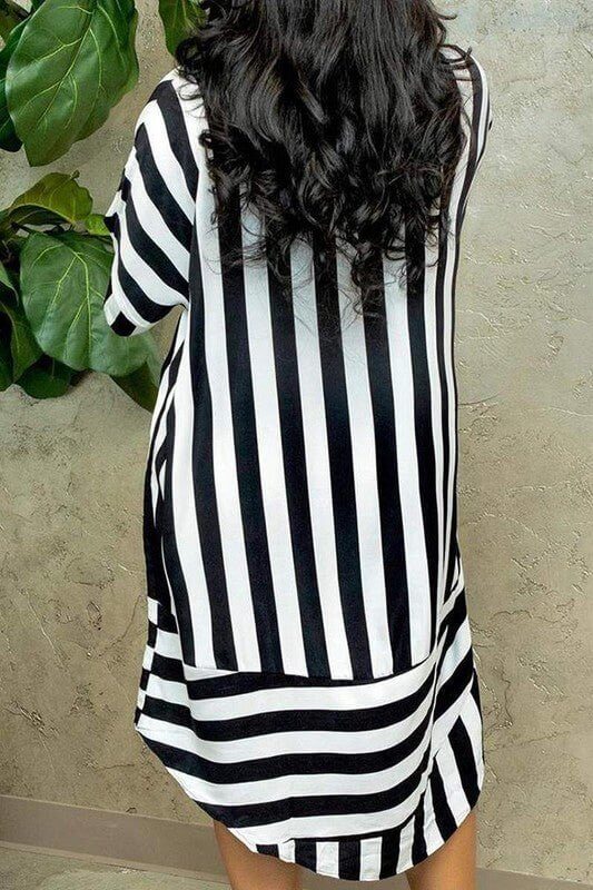 The Zelda Shirt Dress: Black & White Striped Shirt Dress - MomQueenBoutique