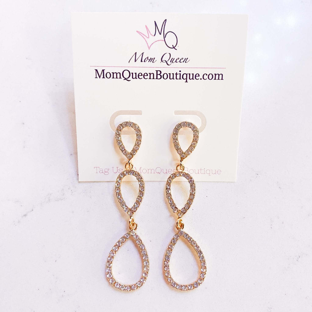 Triple Oval Crystal Earring - MomQueenBoutique