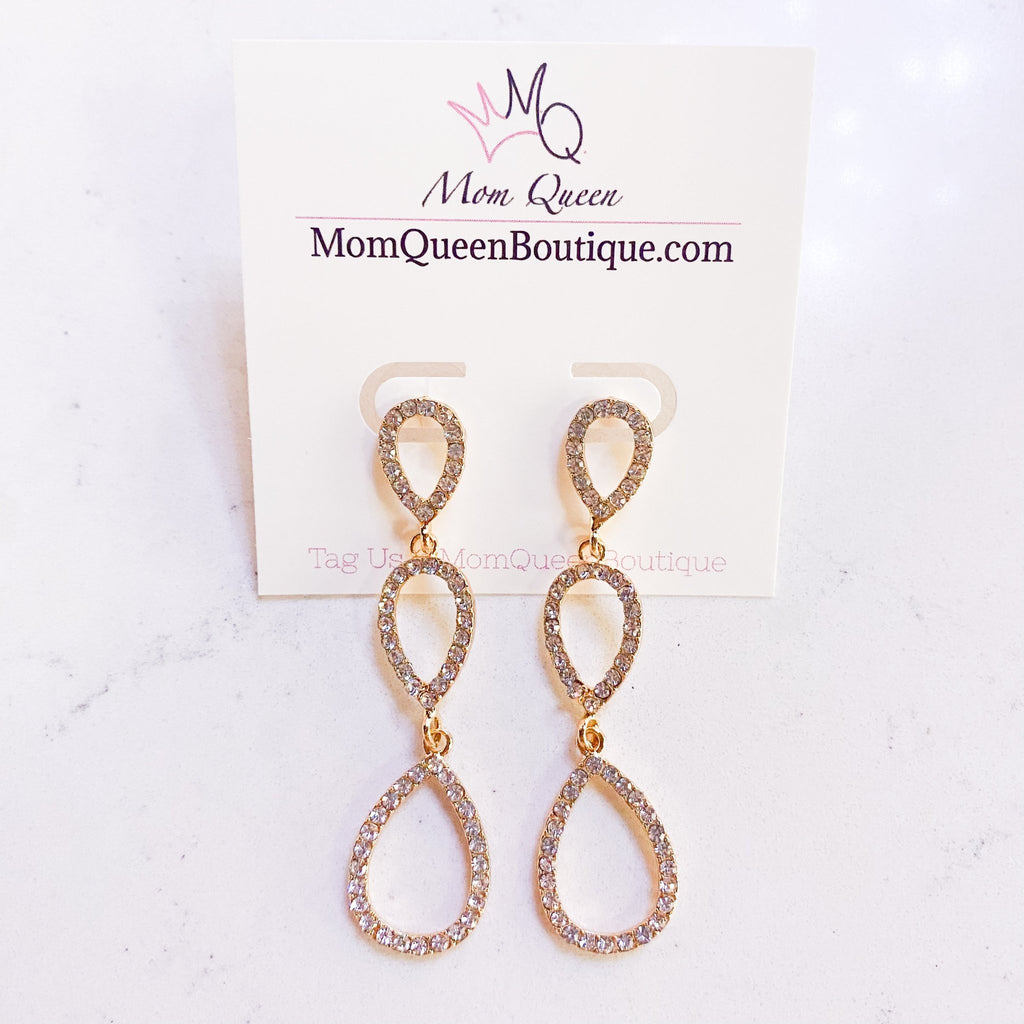 Triple Oval Crystal Earring - MomQueenBoutique
