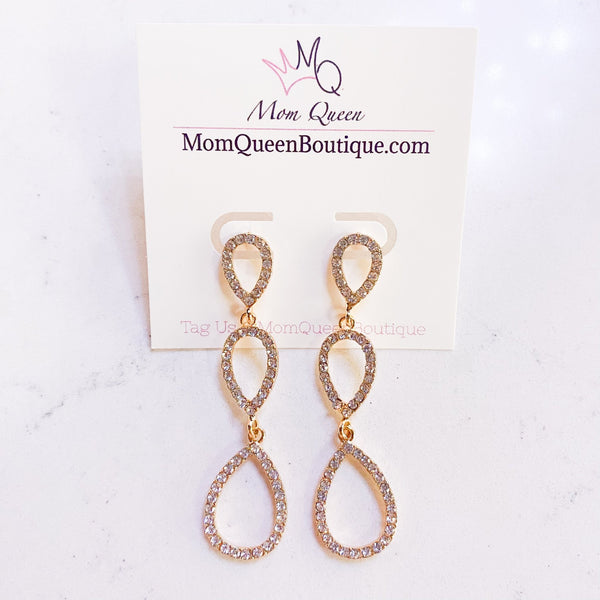 Triple Oval Crystal Earring - MomQueenBoutique
