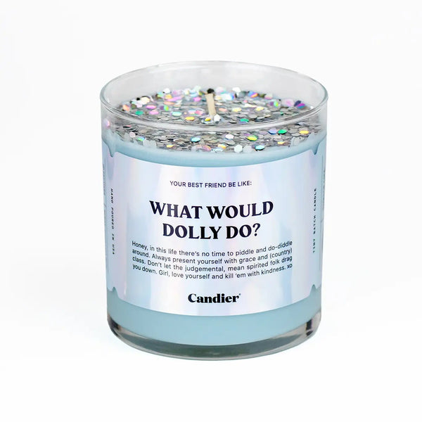 WWDD Candle: Sequin Dolly Parton Candle - MomQueenBoutique